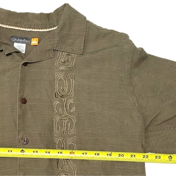 Quiksilver Men SILK Embroidery Button Down Shirt Size L - Picture 7 of 9